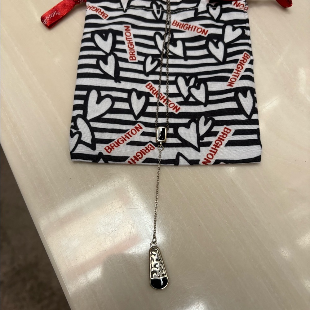 Brighton Cantania -Silver,Black, and Gold 
Two Tone Drop Lariat Necklace